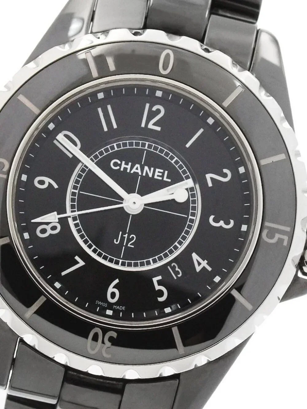 CHANEL J12 H0682 Black Ceramic 33MM Date black Dial Quartz Ladies Watch_930465